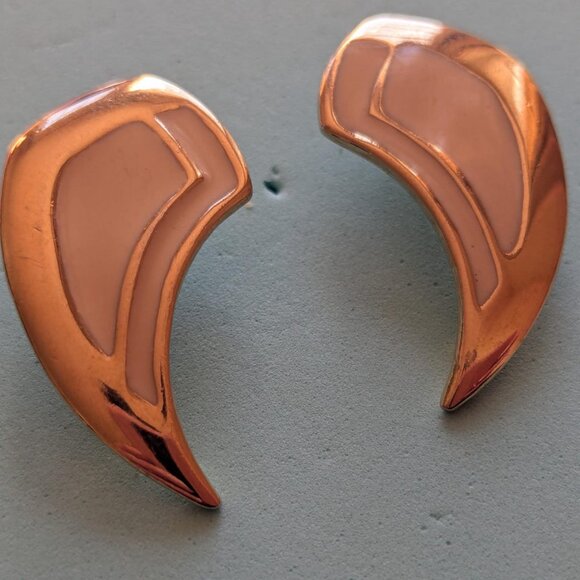 Vintage Signed Angel Earrings - Minimalist Gold Statement Earrings for Women - Picture 2 of 4